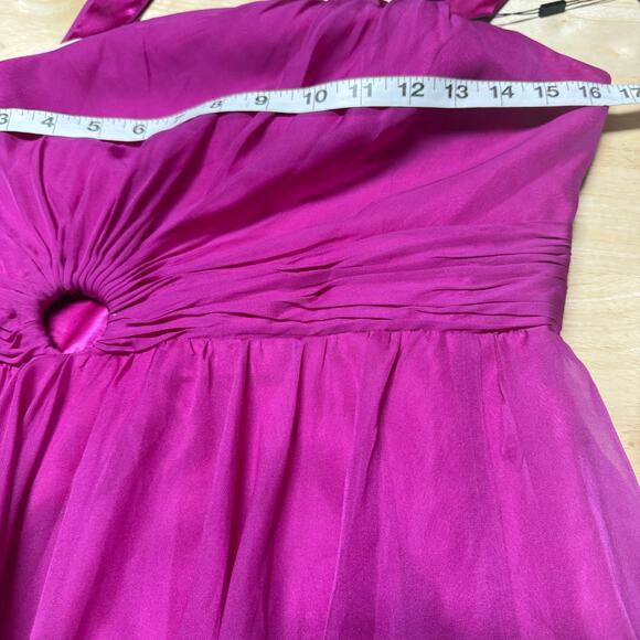 Mac Duggal NWT Strappy One Shoulder A Line Gown Chiffon Magenta Pink Size 4 - Picture 7 of 9